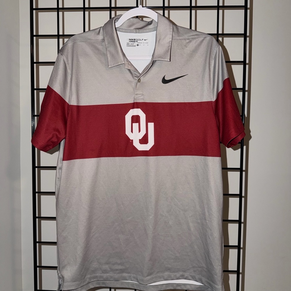 Nike Men's Gray and Maroon Polo Shirt